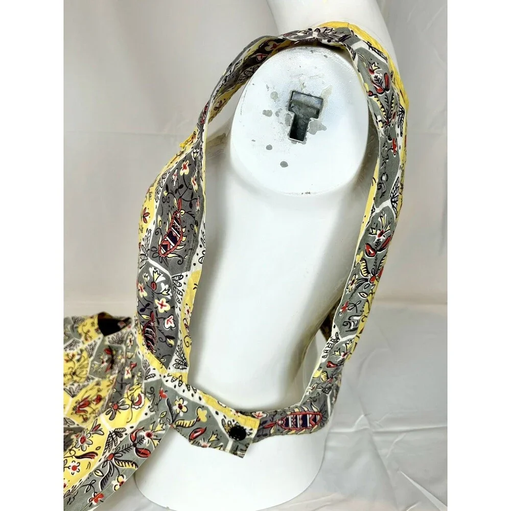 Vintage Women's OOAK Whimsy Cottage Prairie Apron Smock Yellow Handmade